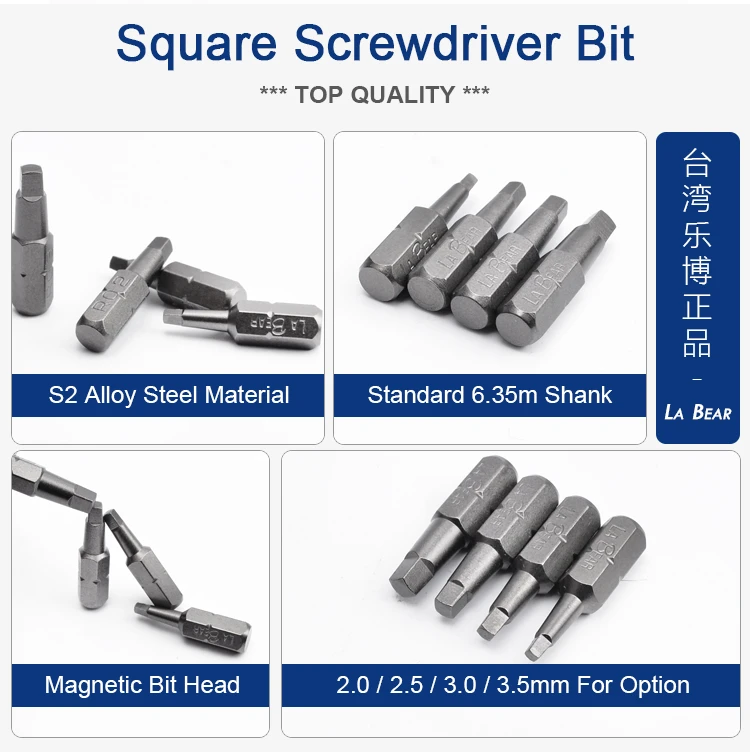 Square Driver Bit Features